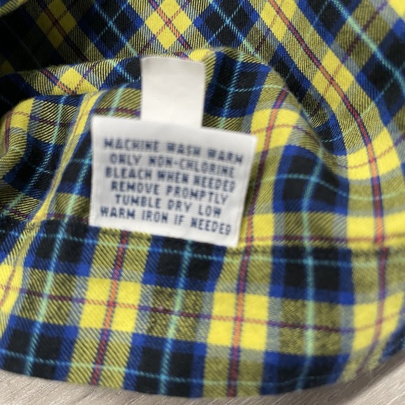 Ralph Lauren Shirt Mens Medium Blue Yellow Plaid Long Sleeve Button Up - Picture 6 of 10